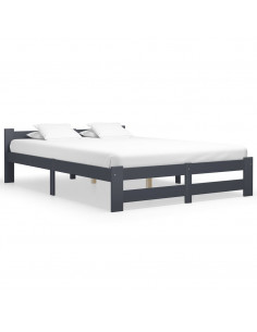 Giroletto Grigio Scuro in Legno Massello di Pino 160x200 cm 2