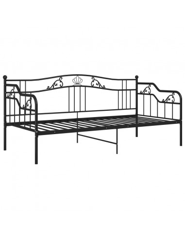 Divano Letto Telaio Nero in Metallo 90x200 cm