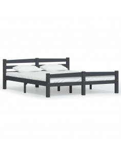 Giroletto Grigio Scuro in Legno Massello di Pino 160x200 cm 2