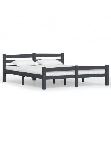 Giroletto Grigio Scuro in Legno Massello di Pino 160x200 cm