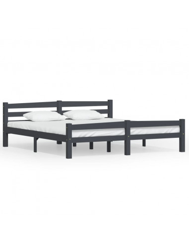 Giroletto Grigio Scuro in Legno Massello di Pino 180x200 cm