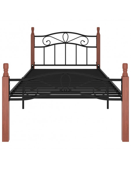 Giroletto in Metallo Nero e Legno Massello di Rovere 90x200 cm