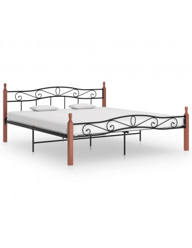 Giroletto Nero in Metallo e Legno Massello di Rovere 200x200 cm