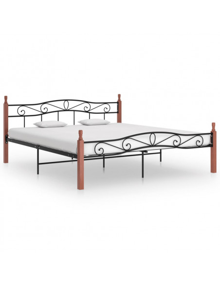 Giroletto Nero in Metallo e Legno Massello di Rovere 200x200 cm