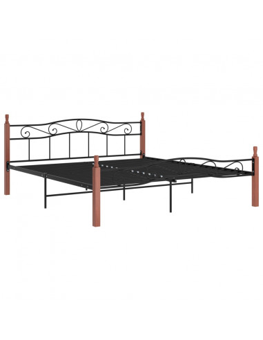 Giroletto Nero in Metallo e Legno Massello di Rovere 200x200 cm