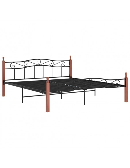 Giroletto Nero in Metallo e Legno Massello di Rovere 200x200 cm