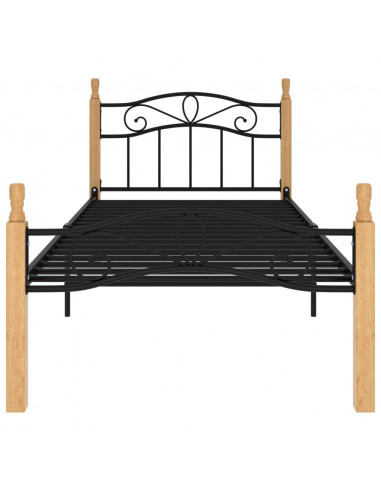 Giroletto Nero in Metallo e Legno Massello di Rovere 90x200 cm