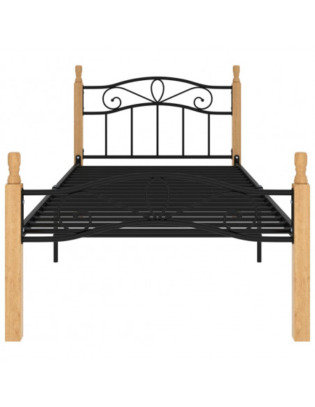 Giroletto Nero in Metallo e Legno Massello di Rovere 100x200 cm