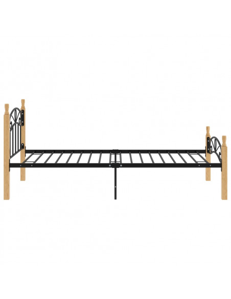 Giroletto Nero in Metallo e Legno Massello di Rovere 100x200 cm