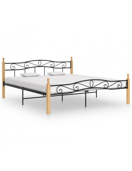 Giroletto Nero in Metallo e Legno Massello di Rovere 200x200 cm