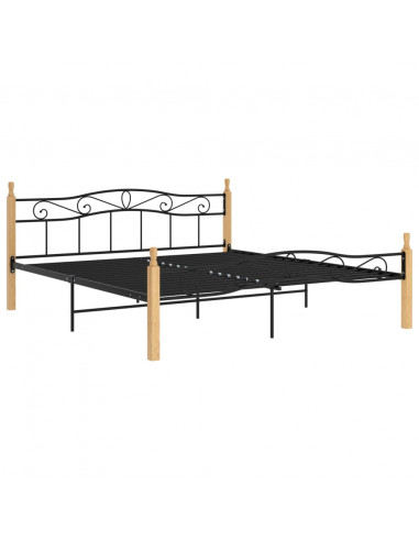 Giroletto Nero in Metallo e Legno Massello di Rovere 200x200 cm