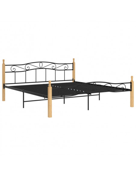 Giroletto Nero in Metallo e Legno Massello di Rovere 200x200 cm