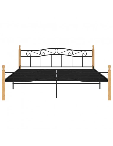 Giroletto Nero in Metallo e Legno Massello di Rovere 200x200 cm