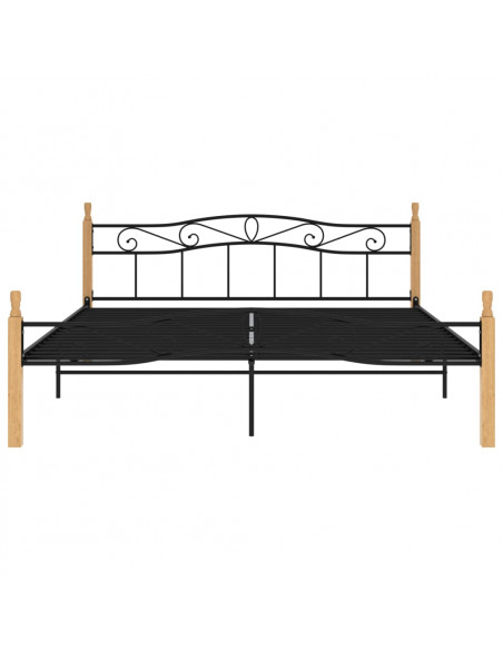Giroletto Nero in Metallo e Legno Massello di Rovere 200x200 cm