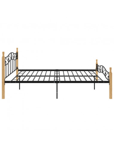 Giroletto Nero in Metallo e Legno Massello di Rovere 200x200 cm