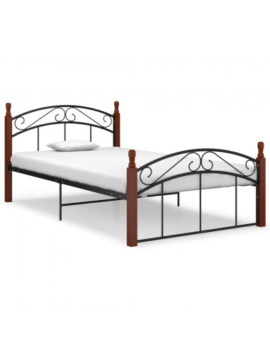 Giroletto Nero in Metallo e Legno Massello di Rovere 120x200 cm