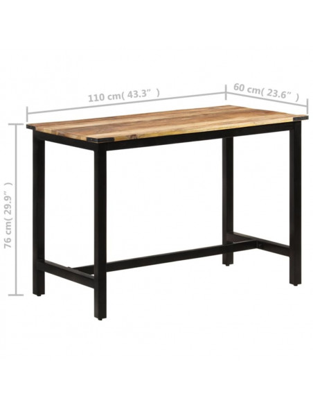 Tavolo da Pranzo 110x60x76 cm in Legno Massello di Mango
