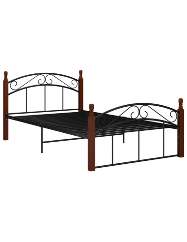 Giroletto Nero in Metallo e Legno Massello di Rovere 120x200 cm