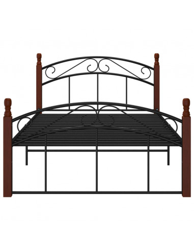 Giroletto Nero in Metallo e Legno Massello di Rovere 120x200 cm