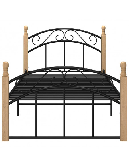 Giroletto Nero in Metallo e Legno Massello di Rovere 90x200 cm