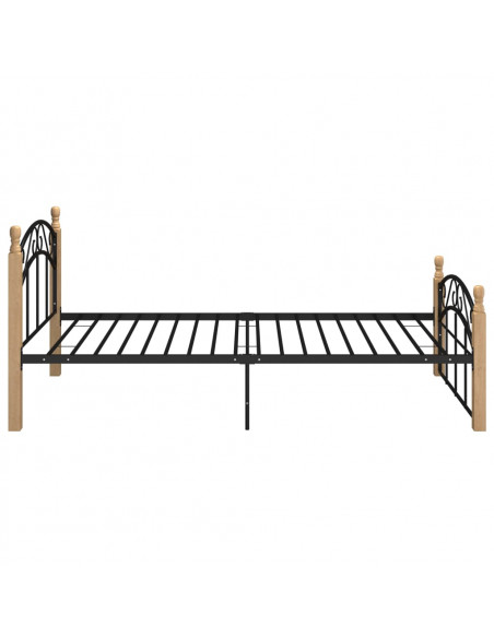 Giroletto Nero in Metallo e Legno Massello di Rovere 90x200 cm
