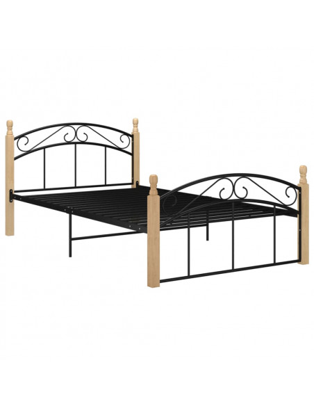 Giroletto Nero in Metallo e Legno Massello di Rovere 120x200 cm