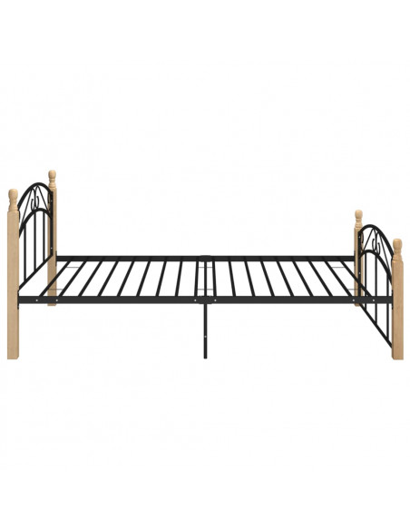 Giroletto Nero in Metallo e Legno Massello di Rovere 120x200 cm