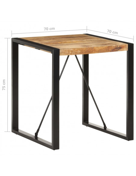 Tavolo da Pranzo 70x70x75 cm in Legno Massello di Mango Grezzo
