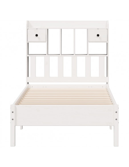 Letto Libreria senza Materasso Bianco 100x200 cm Legno di Pino