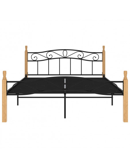 Giroletto Nero in Metallo e Legno Massello di Rovere 140x200 cm