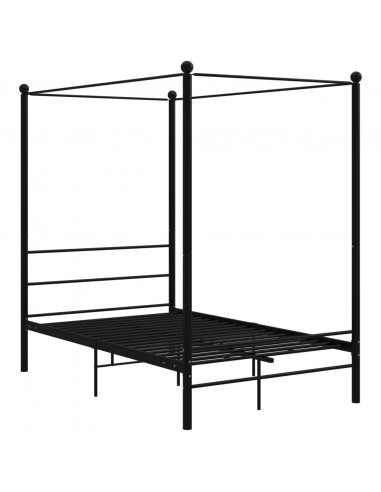 Letto a Baldacchino Nero in Metallo 140x200 cm