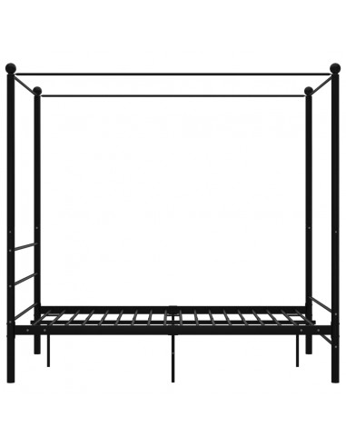 Letto a Baldacchino Nero in Metallo 140x200 cm