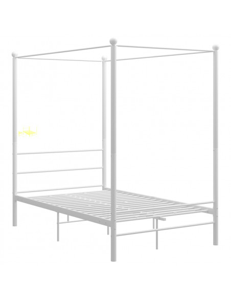 Letto a Baldacchino Bianco in Metallo 140x200 cm