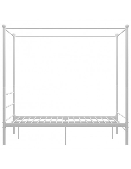 Letto a Baldacchino Bianco in Metallo 140x200 cm