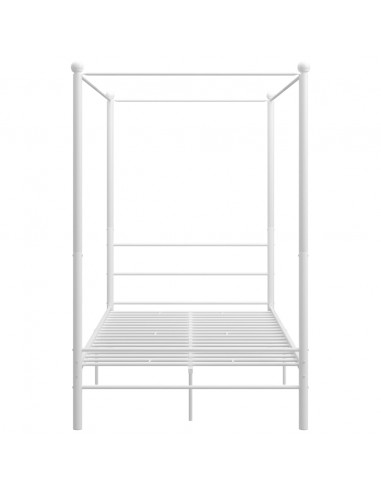 Letto a Baldacchino Bianco in Metallo 140x200 cm