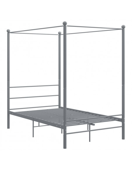 Letto a Baldacchino Grigio in Metallo 140x200 cm
