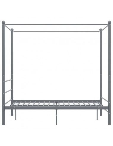 Letto a Baldacchino Grigio in Metallo 140x200 cm
