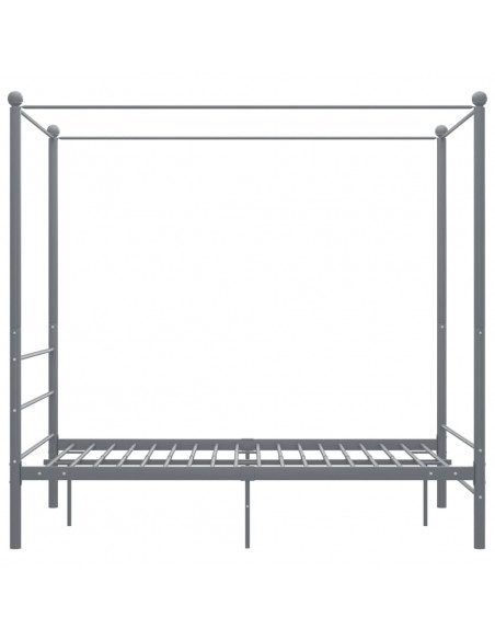 Letto a Baldacchino Grigio in Metallo 140x200 cm