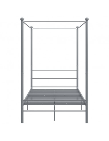Letto a Baldacchino Grigio in Metallo 140x200 cm
