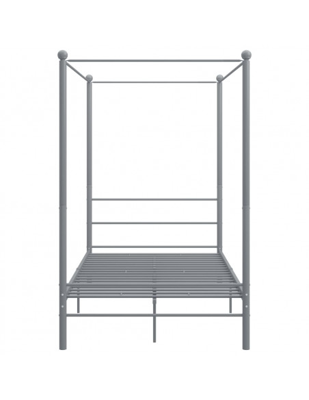 Letto a Baldacchino Grigio in Metallo 140x200 cm