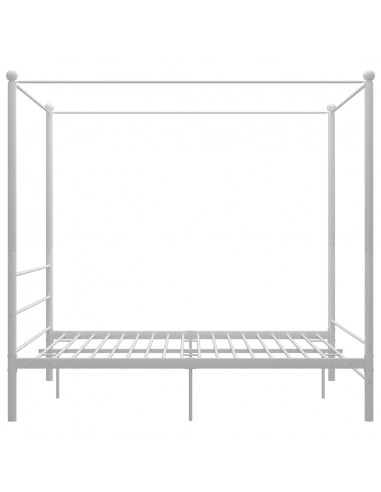 Letto a Baldacchino Bianco in Metallo 160x200 cm