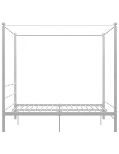 Letto a Baldacchino Bianco in Metallo 160x200 cm