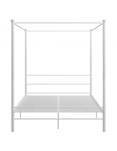 Letto a Baldacchino Bianco in Metallo 160x200 cm
