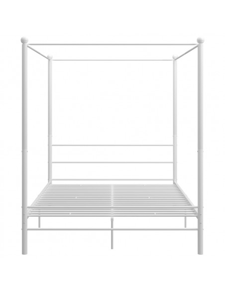 Letto a Baldacchino Bianco in Metallo 160x200 cm