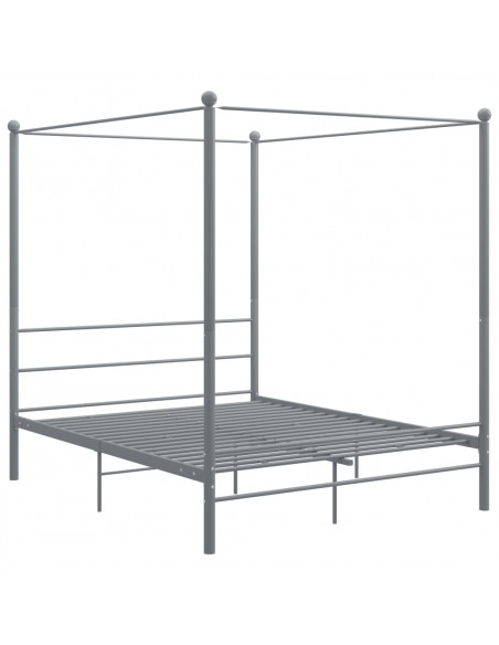 Letto a Baldacchino Grigio in Metallo 160x200 cm