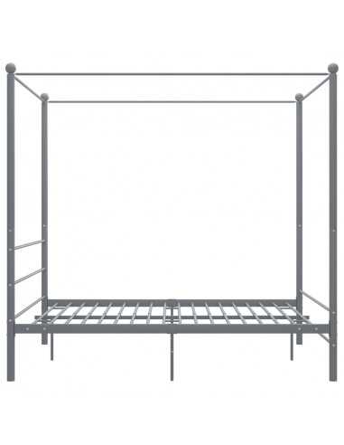 Letto a Baldacchino Grigio in Metallo 160x200 cm