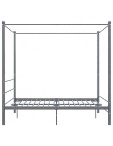Letto a Baldacchino Grigio in Metallo 160x200 cm