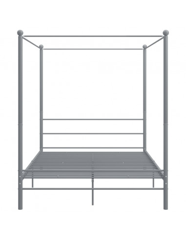Letto a Baldacchino Grigio in Metallo 160x200 cm