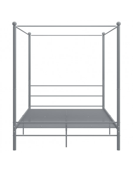 Letto a Baldacchino Grigio in Metallo 160x200 cm