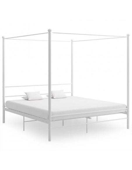 Letto a Baldacchino Bianco in Metallo 180x200 cm